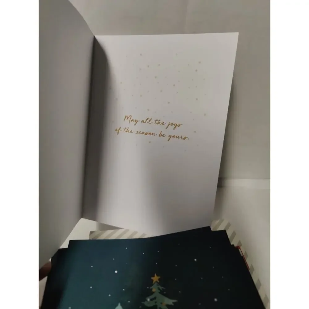 Forest Holiday Greeting Card Pack Christmas 16 CT Evening Green Inspired